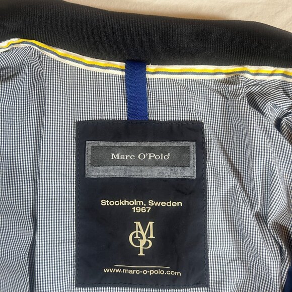 Marco Polo Mens Navy Bomber Jacket With Button Front & Zipper Grandpa Core SZ L - Picture 3 of 5